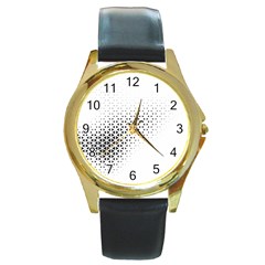 Geometric Abstraction Pattern Round Gold Metal Watch