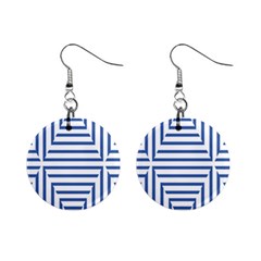 Geometric Shapes Stripes Blue Mini Button Earrings by Mariart