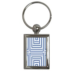 Geometric Shapes Stripes Blue Key Chains (rectangle)  by Mariart