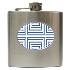 Geometric Shapes Stripes Blue Hip Flask (6 Oz) by Mariart