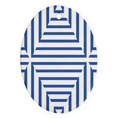 Geometric Shapes Stripes Blue Oval Ornament (two Sides) by Mariart