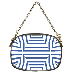 Geometric Shapes Stripes Blue Chain Purse (one Side)