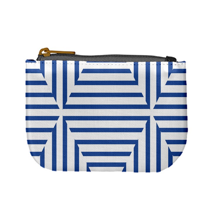 Geometric Shapes Stripes Blue Mini Coin Purse