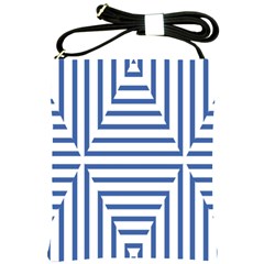 Geometric Shapes Stripes Blue Shoulder Sling Bag by Mariart