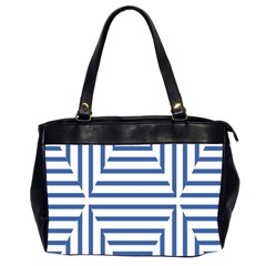 Geometric Shapes Stripes Blue Oversize Office Handbag (2 Sides) by Mariart