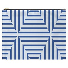 Geometric Shapes Stripes Blue Cosmetic Bag (xxxl) by Mariart