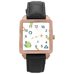 Geometry Triangle Line Rose Gold Leather Watch 