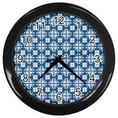Flower Decorative Ornamental Wall Clock (black)