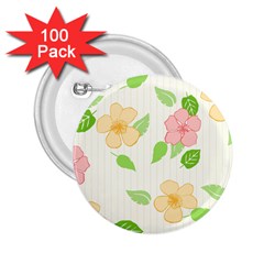 Flowers Leaf Stripe Pattern 2 25  Buttons (100 Pack) 