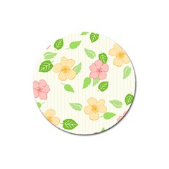 Flowers Leaf Stripe Pattern Magnet 3  (round)