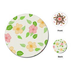 Flowers Leaf Stripe Pattern Playing Cards (round) by Mariart