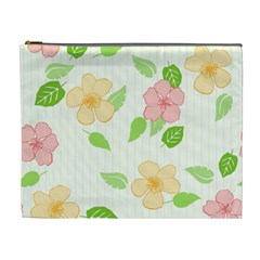 Flowers Leaf Stripe Pattern Cosmetic Bag (xl)