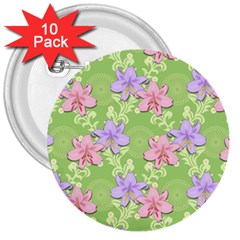 Lily Flowers Green Plant 3  Buttons (10 Pack) 