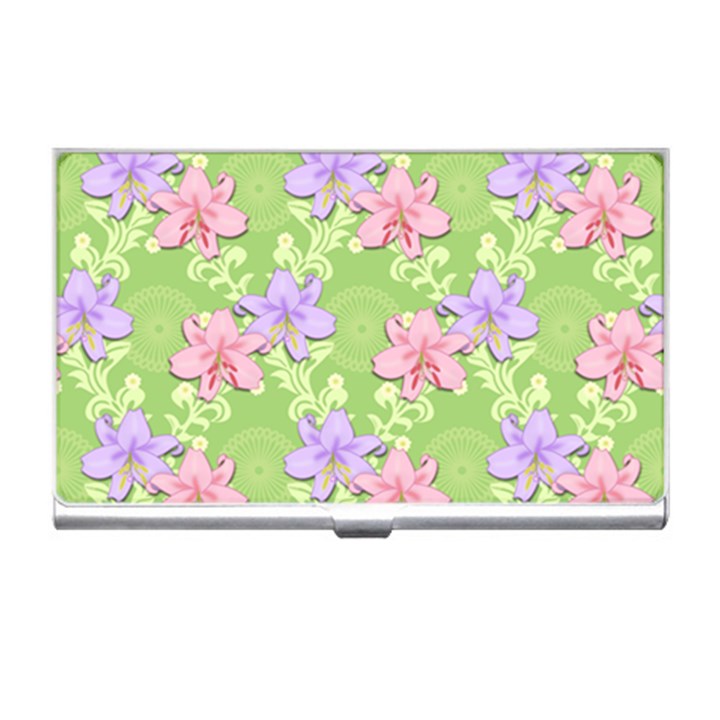 Lily Flowers Green Plant Business Card Holder