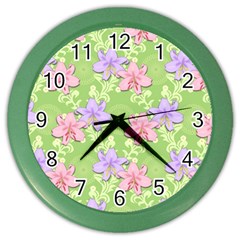 Lily Flowers Green Plant Color Wall Clock
