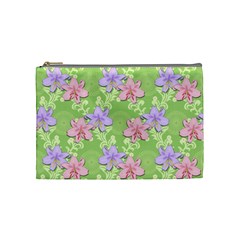 Lily Flowers Green Plant Cosmetic Bag (medium)