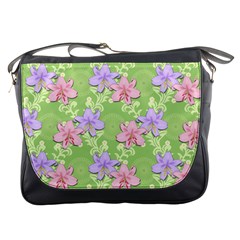 Lily Flowers Green Plant Messenger Bag by Alisyart