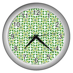 Leaf Leaves Flora Wall Clock (silver)