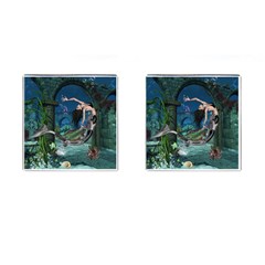 Wonderful Mermaid In The Deep Ocean Cufflinks (square) by FantasyWorld7