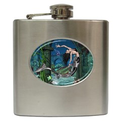 Wonderful Mermaid In The Deep Ocean Hip Flask (6 Oz) by FantasyWorld7