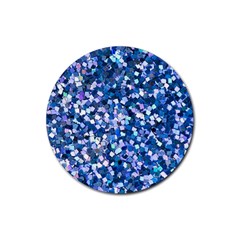 Blue Shimmer - Eco-glitter Rubber Coaster (round)  by WensdaiAmbrose