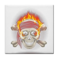 Fire Red Skull Tile Coasters