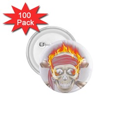 Fire Red Skull 1 75  Buttons (100 Pack) 