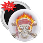 Fire Red Skull 3  Magnets (10 pack)  Front