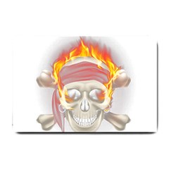 Fire Red Skull Small Doormat  by Mariart