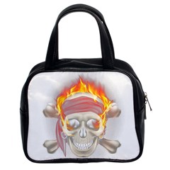 Fire Red Skull Classic Handbag (two Sides)