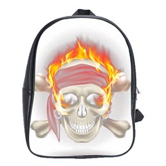 Fire Red Skull School Bag (large) by Mariart