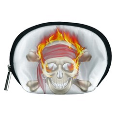 Fire Red Skull Accessory Pouch (medium)