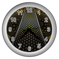 Fractal Hexagon Geometry Hexagonal Wall Clock (silver)