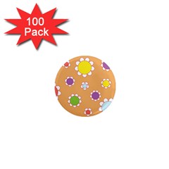 Floral Flowers Retro 1  Mini Magnets (100 Pack) 