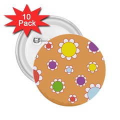 Floral Flowers Retro 2 25  Buttons (10 Pack) 