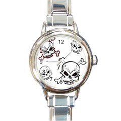 Illustration Vector Skull Round Italian Charm Watch by Mariart