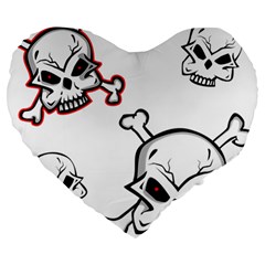 Illustration Vector Skull Large 19  Premium Heart Shape Cushions