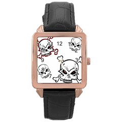 Illustration Vector Skull Rose Gold Leather Watch  by Mariart