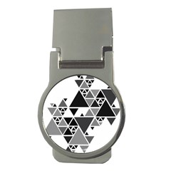 Gray Triangle Puzzle Money Clips (round) 