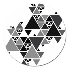 Gray Triangle Puzzle Magnet 5  (round)