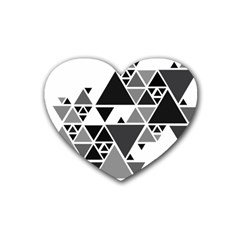 Gray Triangle Puzzle Rubber Coaster (heart)  by Mariart