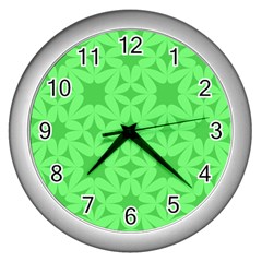 Green Magenta Wallpaper Seamless Pattern Wall Clock (silver)