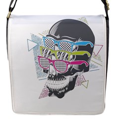 Illustration Skull Rainbow Flap Closure Messenger Bag (s)