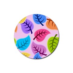Leaves Background Beautiful Rubber Coaster (round) 