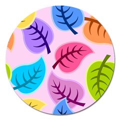 Leaves Background Beautiful Magnet 5  (round)