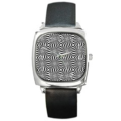 Line Stripe Pattern Square Metal Watch by Mariart