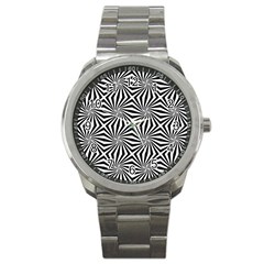 Line Stripe Pattern Sport Metal Watch by Mariart