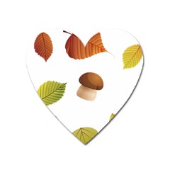 Leaves Mushrooms Heart Magnet by Mariart