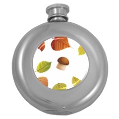 Leaves Mushrooms Round Hip Flask (5 oz)