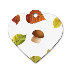 Leaves Mushrooms Dog Tag Heart (two Sides)